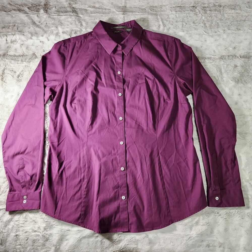 Eddie Bauer Long Sleeve Button Down Shirt Blouse - Bold Purple - Womens Large